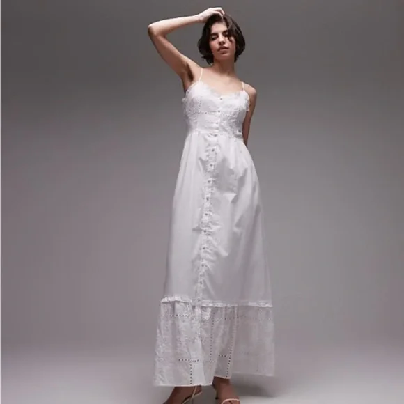 Revolve SNDYS NWT Broderie embroidered cami button maxi dress - Picture 2 of 9